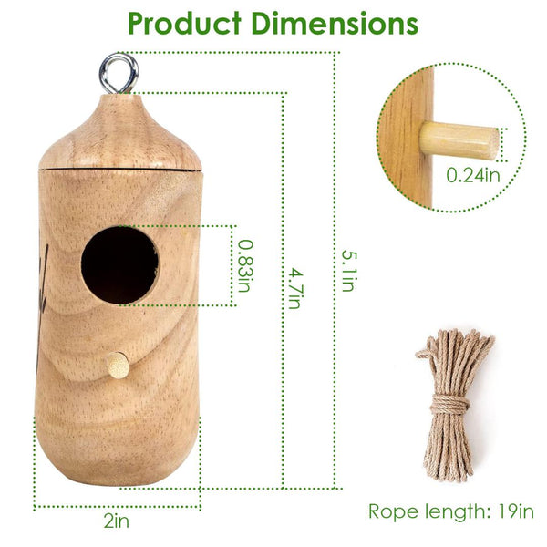 2 Pack Wooden Hanging Humming Bird Houses for Outside Bird Nest Feeder Patio Garden