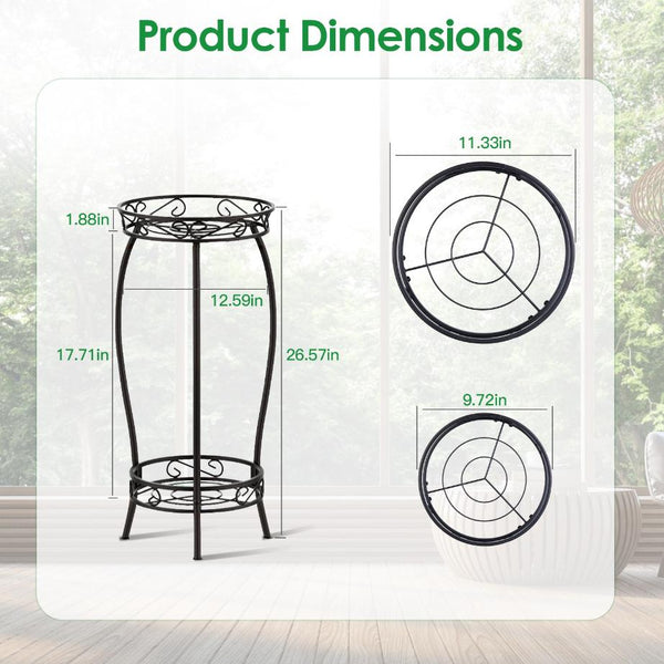 2-Tier Plant Stand Rustproof Iron Plant Rack Holder Indoor Outdoor Flower Pot Display Shelf