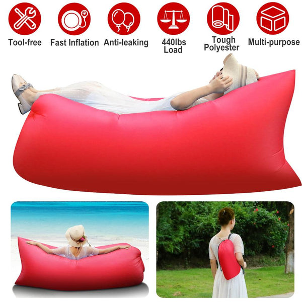 Inflatable Lounger Air Sofa Lazy Bed Sofa Portable Bag Water-Resistant Lake Beach Camping