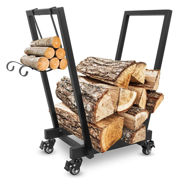 Firewood Log Rack 661LBS Iron Wood Lumber Storage Stacking Rack Holder with Hanging Hooks