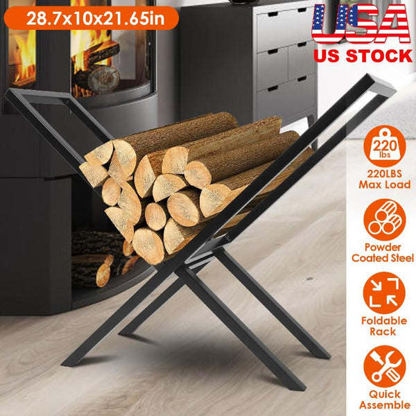 Firewood Log Rack 220LBS Steel Wood Lumber Storage Stacking X Shape Holder