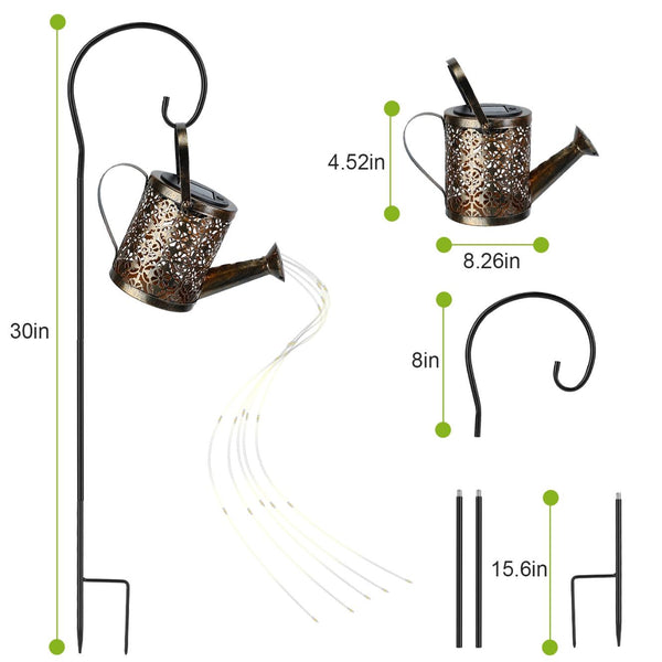 Solar Powered Watering Can Garden Stake Light LED Garden Fairy Decoration