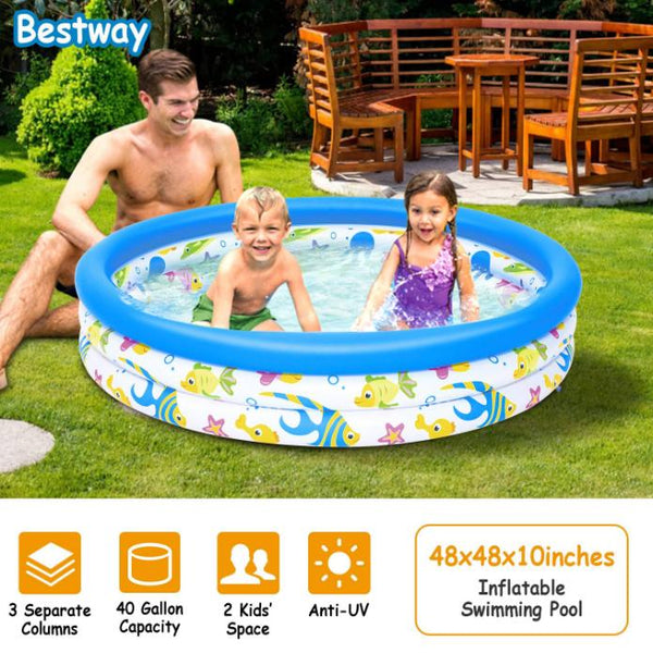 4 FT Diameter Small Inflatable Round Swimming Pool Blow Up For Kids Swim Ball Pool Center For Backyard Beach