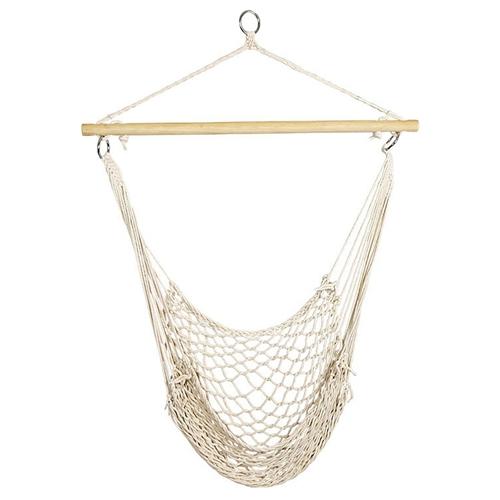Hammock Chair Hanging Rope Seat Swing w/ Wooden Stick 220lbs Load for Patio Porch
