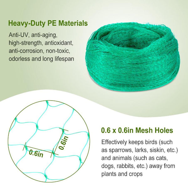 13x33ft Garden Anti Bird Animal Netting for Plants Fruits Tree Vegetables Protection Netting Net