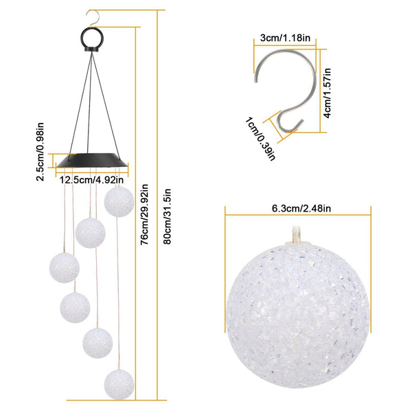 Solar Powered LED Ball Wind Chimes Color Changing LED String Light Garden Patio Decor