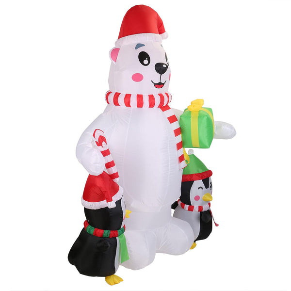 5.9FT Christmas Inflatable Outdoor Decoration Polar Bear Penguin Yard Blow Up Built-in Air Blower