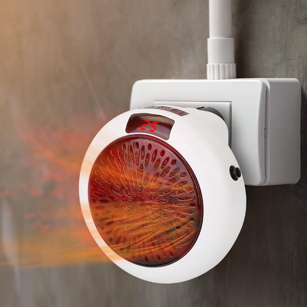 900W Portable Heater Fan Wall Outlet Space Heater Plug-in Adjustable Temp Auto Shut-Off
