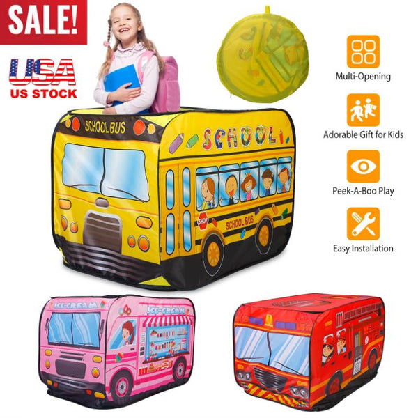Fire Truck Pop Up Kids Play Tent Children Baby Play House Indoor Outdoor Use