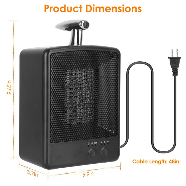 1000W Small Portable Electric Space Heater Personal Tip Over & Overheat Protection Adjustable Temp