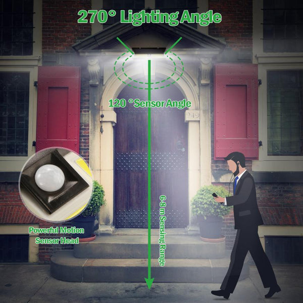 Solar Lights 180 LED Wall Light Outdoor Motion Sensor Lamp 270° Wide Angle