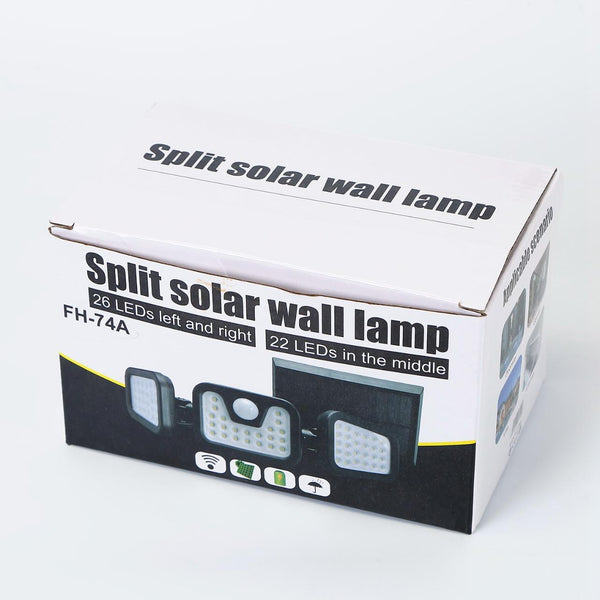Solar Wall Lamp 74 LEDs 3 Adjustable Head Motion Sensor Flood Lights