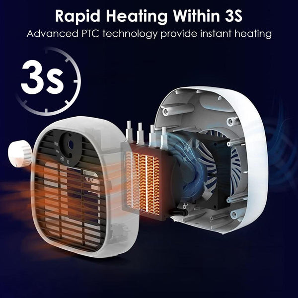 1000W Portable Electric Heater Cooler PTC Ceramic Space Heater Heating Space for 269 sqft