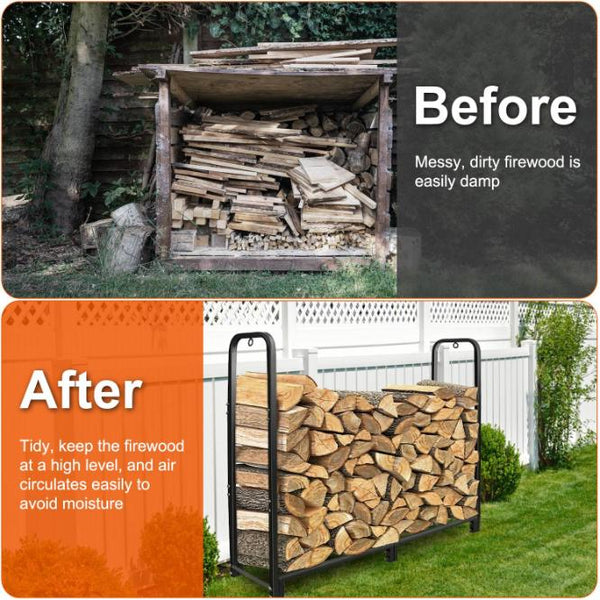 Firewood Log Rack 2500LBS Iron Wood Lumber Storage Stacking Heavy Duty Pile Lumber