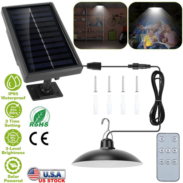 Solar Shed Light Pendant Lamp Dimmable Auto Off Sensor Hanging Lamp Patio Balcony