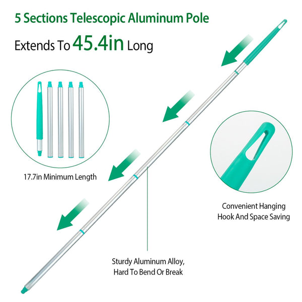 Swimming Pool Vacuum Head Brush Cleaner Telescopic Pole Fountain Cleaning Tool w/ Bag