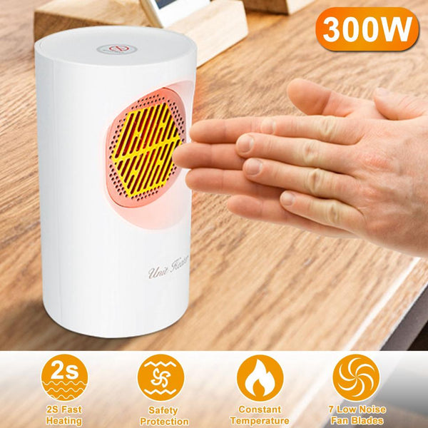 300W Mini Heating Unit Portable Electric Small Heater Fan Portable Floor Desktop
