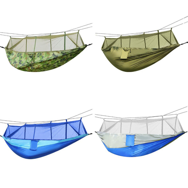 2 Person Hammock w/ Mosquito Net Outdoor Hiking Camping Portable Swing Hanging Bed 600lb Load