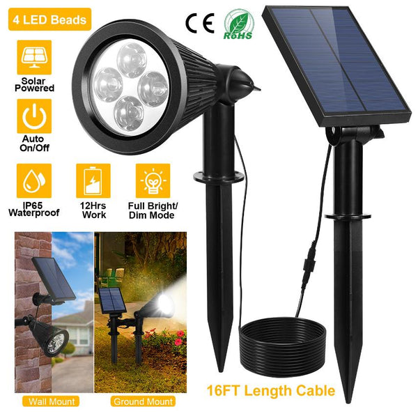 Solar Powered Spotlight Dusk To Dawn Light Wall Path Lawn Garden Lamp Waterproof
