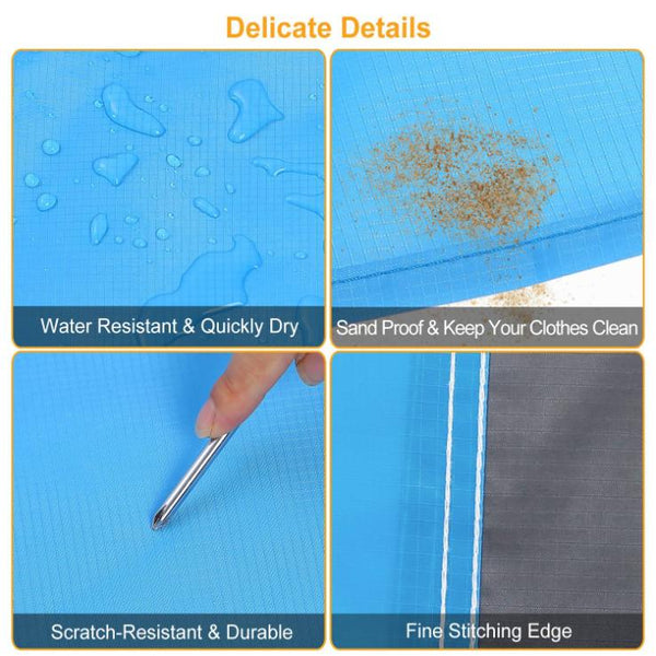 Sand Proof Picnic Blanket Water Resistant Camping Beach Mat 4 Anchors 2-3 People
