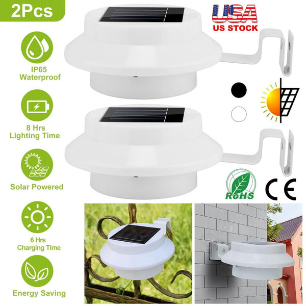 2 Pack Solar Powered Lights Outdoor Dusk to Dawn Sensor Security Lamps Wall Fence Yard