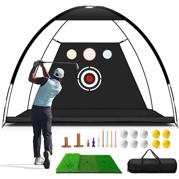10x7FT Golf Practice Net Golf Training Aids Driving Hitting Nets Turf Golf Mat Target Cloth