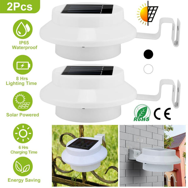 2 Pack Solar Powered Lights Outdoor Dusk to Dawn Sensor Security Lamps Wall Fence Yard