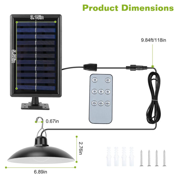 Solar Shed Light Pendant Lamp Dimmable Auto Off Sensor Hanging Lamp Patio Balcony