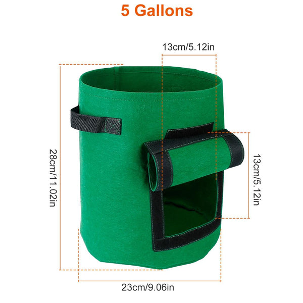 2Pack Plant Growing Bags Potato Vegetable Planter Bags Breathable Planting Fabric Pots w/ Harvest Window 5Gallons