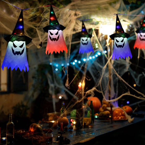 Halloween Ghost Witch Hat Hanging Light Lantern Outdoor String Decorative Light Patio