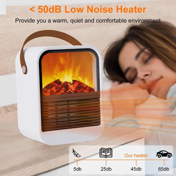 1500W Portable Electric Fireplace Heater 2 Gear Temperature Space Heater Realistic Burning Flame
