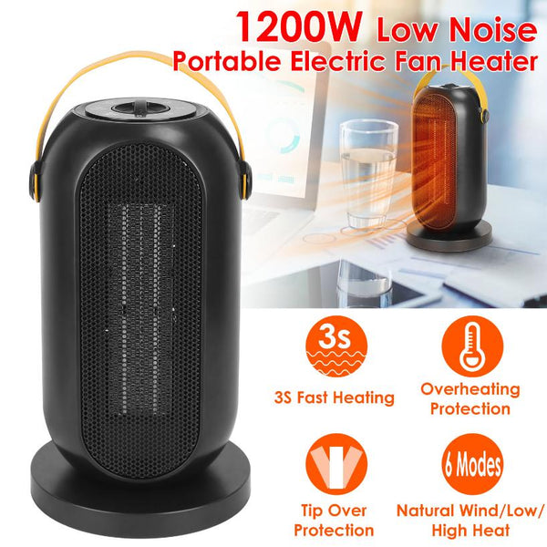 1200W Portable Electric Fan Heater PTC Ceramic Oscillation Low Noise Heating Fan