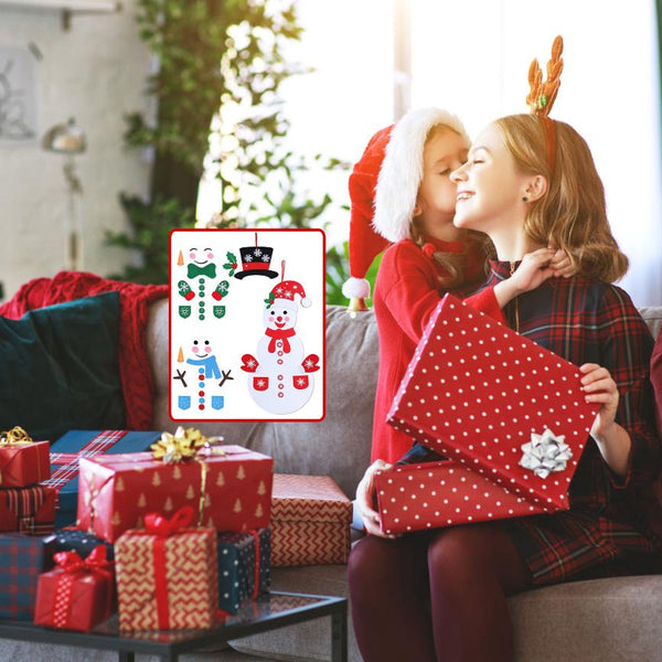 Felt Christmas Snowman Set DIY Hanging Decoration Kit 54Pcs Detachable Ornaments