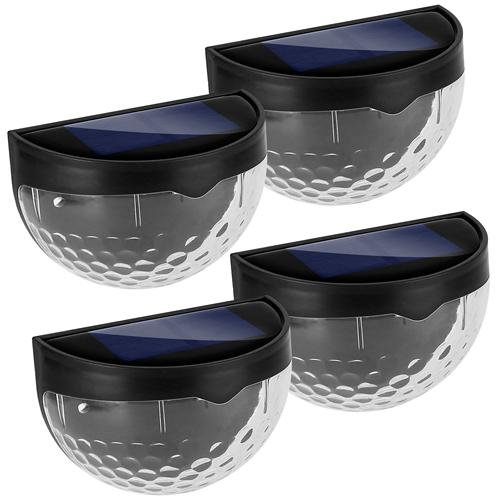 4Pcs Solar Fence Half Dome Lights Outdoor Dusk To Dawn Sensors Deck Wall Lamps