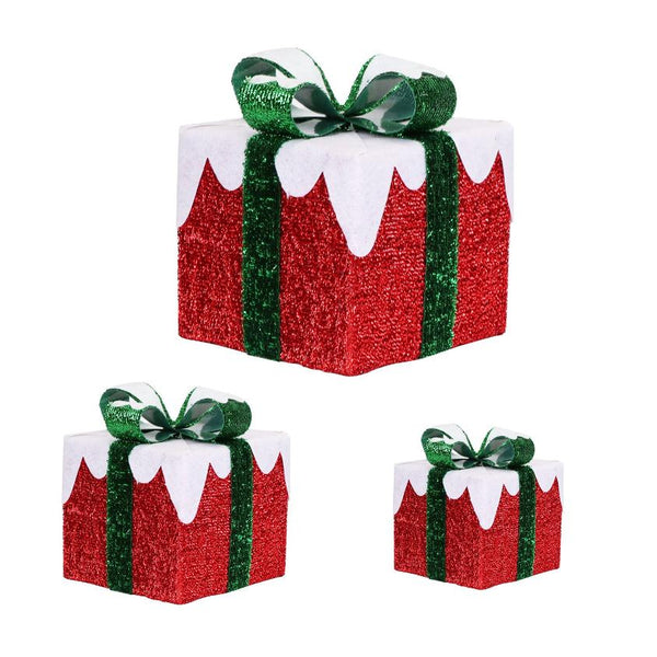 Set of 3 Lighted Gift Boxes Christmas Tree Decorations