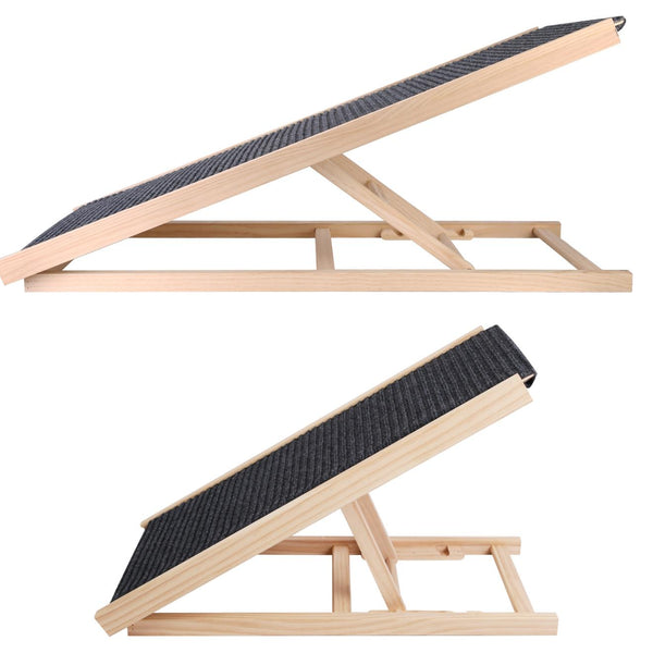 Foldable Wooden Dog Ramp Non Slip  Heights Adjustable Pet Cat Ramp Couch Car SUV