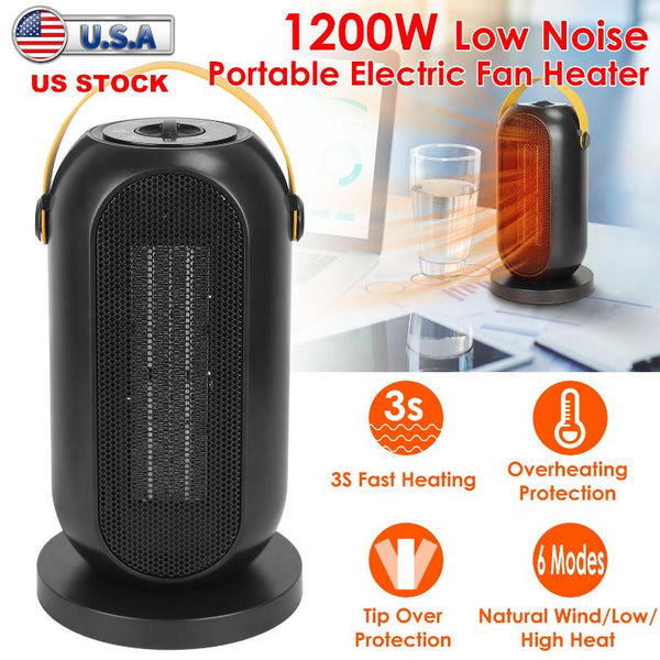 1200W Portable Electric Fan Heater PTC Ceramic Oscillation Low Noise Heating Fan