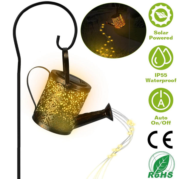 Solar Powered Watering Can Garden Stake Light LED Garden Fairy Decoration