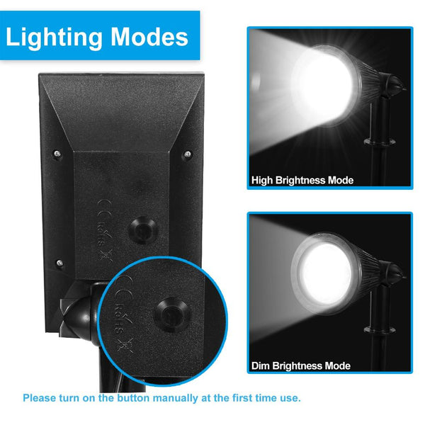 Solar Powered Spotlight Dusk To Dawn Light Wall Path Lawn Garden Lamp Waterproof