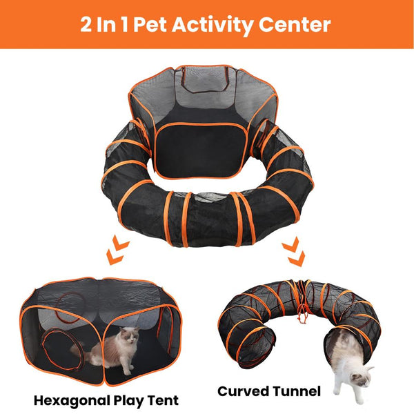 Pet Play Tent with Tunnel Pet Enclosure Playground Indoor Outdoor Dog Cat Rabbit