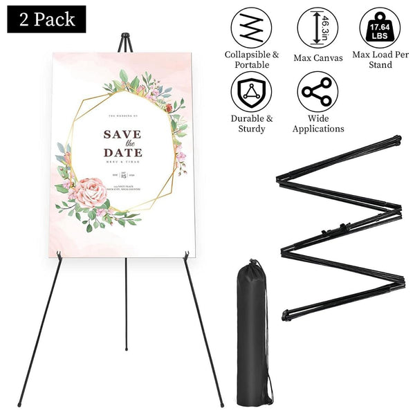 2 Pack Easel Stand A Frame Tripod for Display Iron Alloy Wedding Poster Art Drawing Meeting