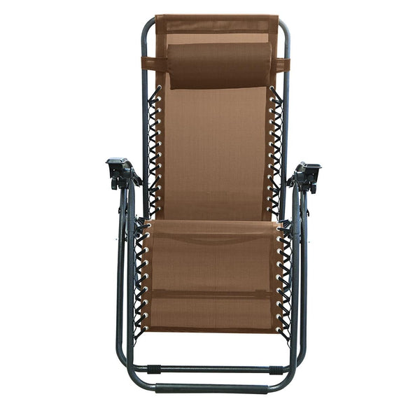 Zero Gravity Lounge Chair 330lbs Load Foldable Recliner Chair w/ Stress Relief Pillow Patio Poolside Beach Lying Chair