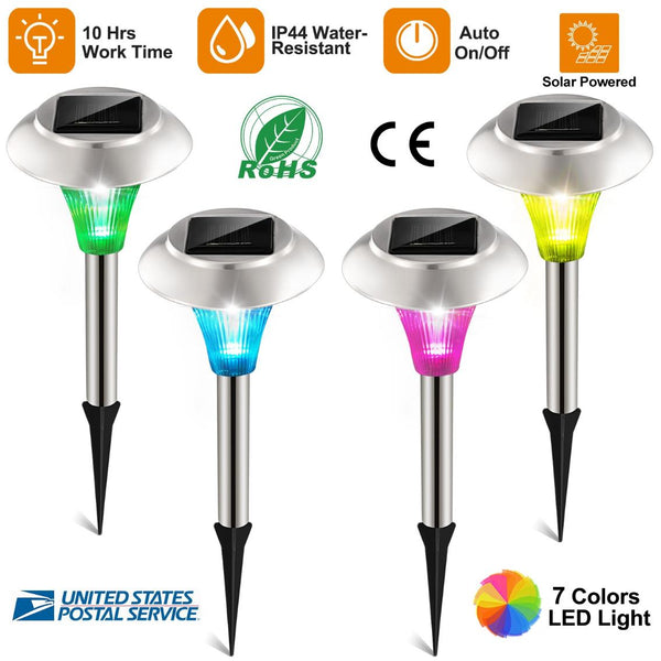 4 Pack Solar Garden Lights Outdoor Pathway Lights Color Changing Landscape Lamps