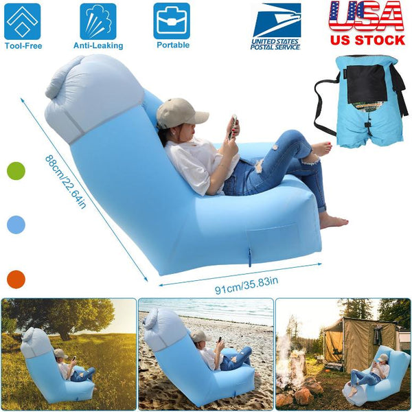 Inflatable Lounger Air Sofa Chair Couch Waterproof Anti-Leaking Lakeside Beach Camping