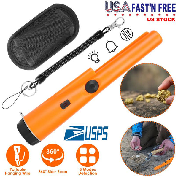 Handheld Metal Detector Pin Pointer Probe Wand Sensitive w/ Holster & LED Light
