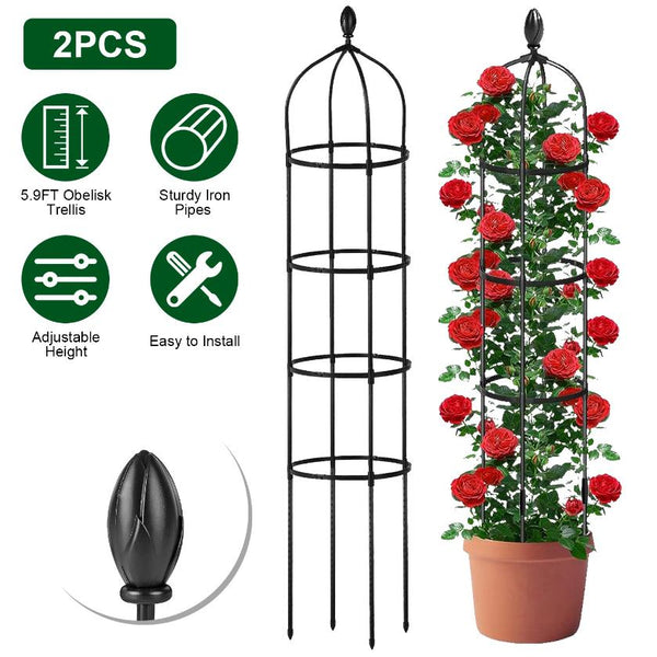 2 Pack Garden Plant Towers Trellis Obelisk 5.9FT for Climbing Plants Flower Vegetable Vine Support