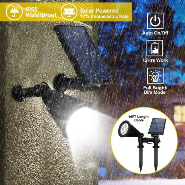 Solar Powered Spotlight Dusk To Dawn Light Wall Path Lawn Garden Lamp Waterproof