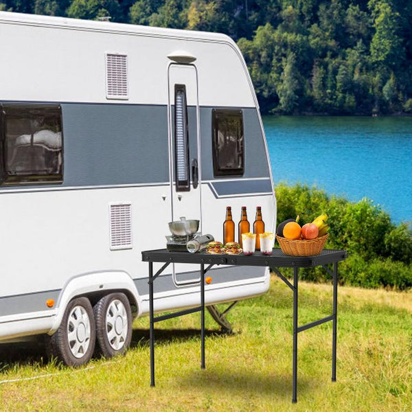 Foldable Camping Table Collapsible Picnic Aluminum Alloy Grill Stand 88LBS Max Load Height Adjustable BBQ Table