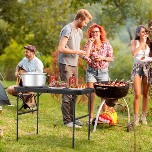 Foldable Camping Table Collapsible Picnic Aluminum Alloy Grill Stand 88LBS Max Load Height Adjustable BBQ Table