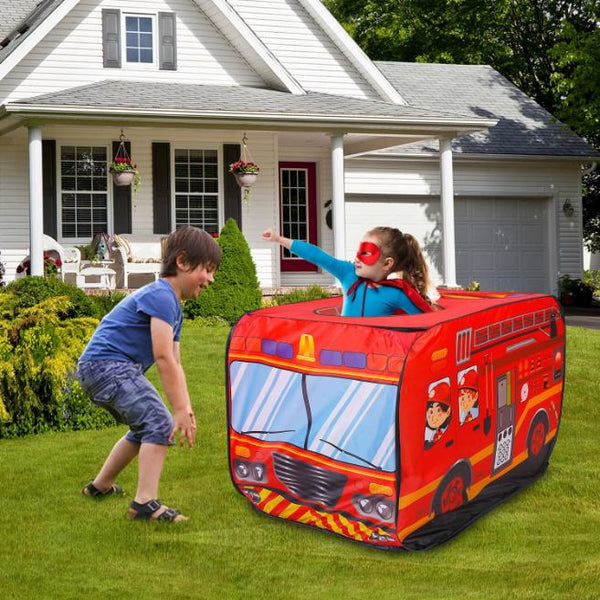 Fire Truck Pop Up Kids Play Tent Children Baby Play House Indoor Outdoor Use